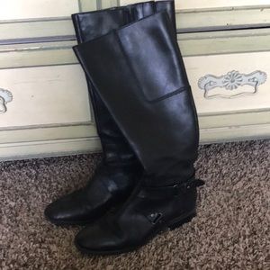 Black knee high leather boots